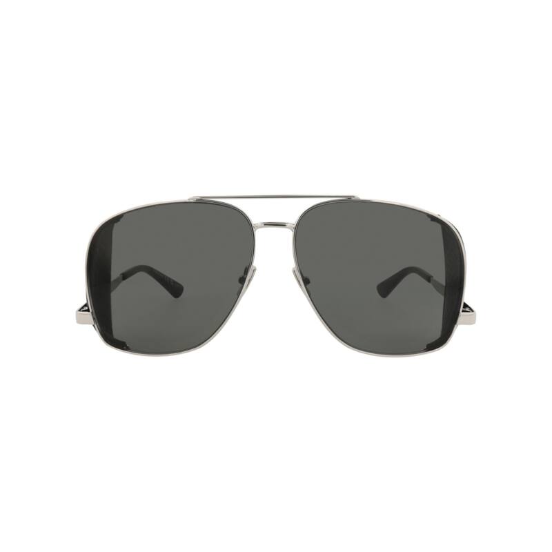 Saint Laurent Aviator-Frame Metal Sunglasses - Silver Silver Grey - Silver - Grey Lens