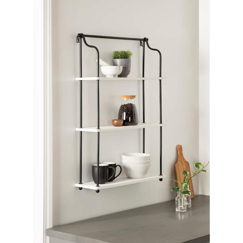Kate and Laurel Walters Wood and Metal 3-tier Floating Shelf