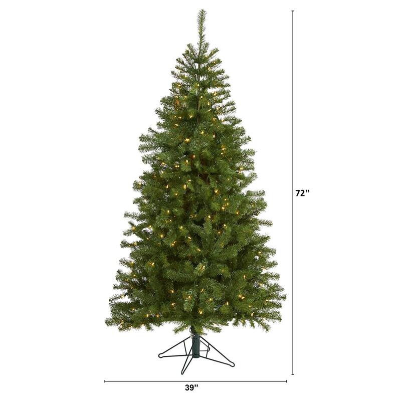 6ft. Artificial Christmas Tree with 300 Warm Clear Lights and 596 Tips - Classic Full X-Mas Glow