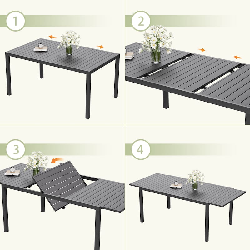 5/7/9-Piece Outdoor Patio Dining Set with Stackable Textilene Chairs and Slatted Table, Furniture with Adjustable Umbrella Hole