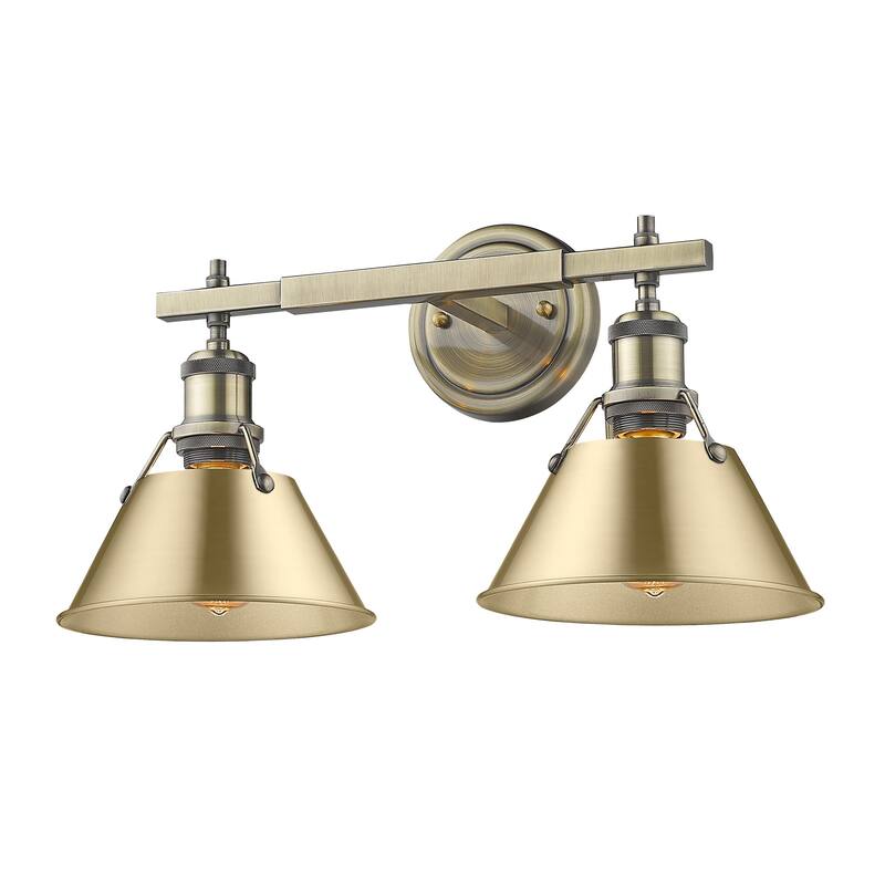 Orwell 2-Light Vanity Light in Aged Brass with Brushed Champagne Bronze - Gold