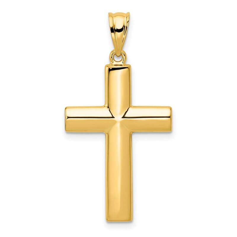 Curata 14k Yellow Gold 18" Large Polished Reversible Unisex Cross Necklace - 25.2x34.7mm