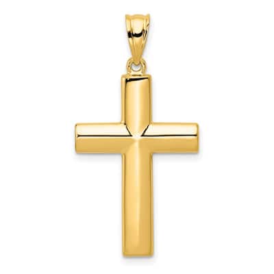 Curata 14k Yellow Gold 18" Large Polished Reversible Unisex Cross Necklace - 25.2x34.7mm