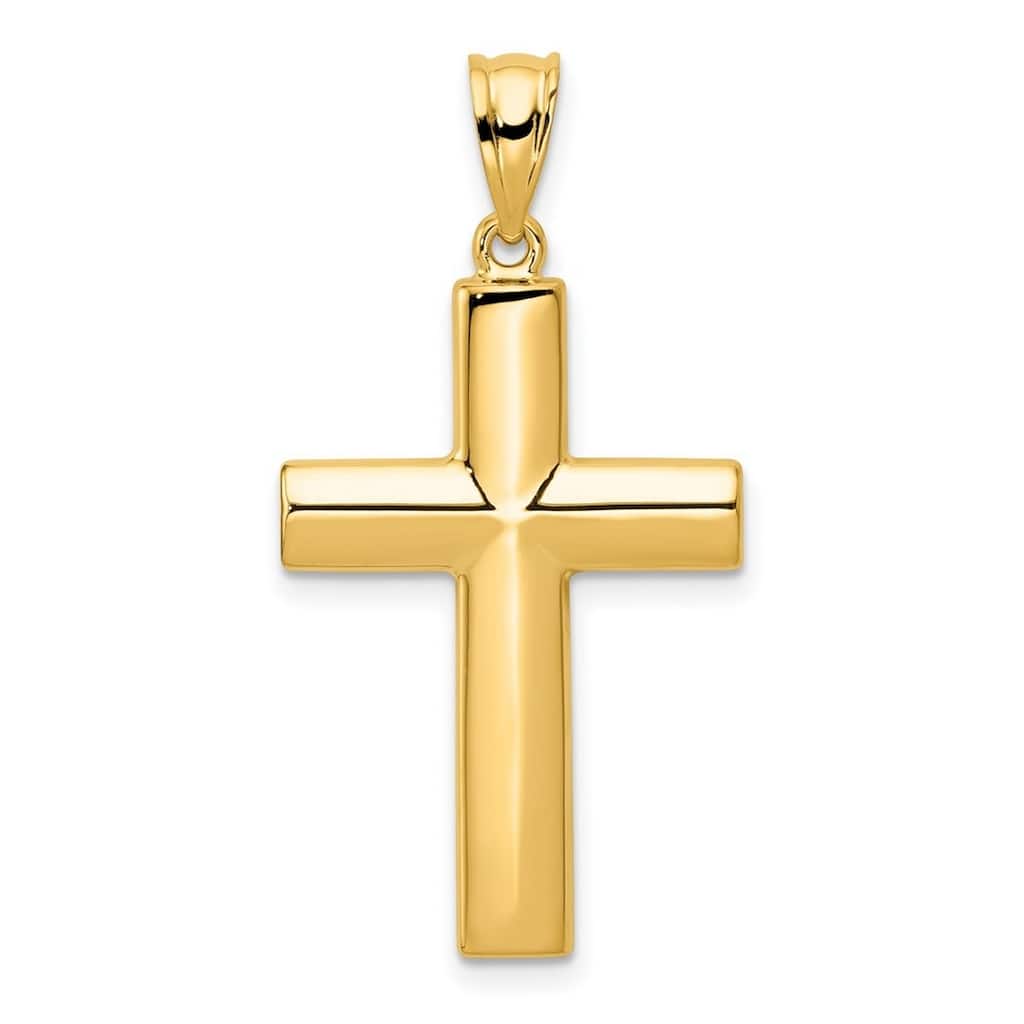 Curata 14k Yellow Gold 18" Large Polished Reversible Unisex Cross Necklace - 25.2x34.7mm