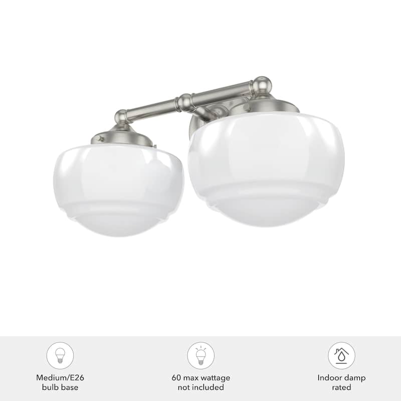 Hunter Saddle Creek Vanity Wall Light - Transitional, Vintage Schoolhouse - Damp Rated!