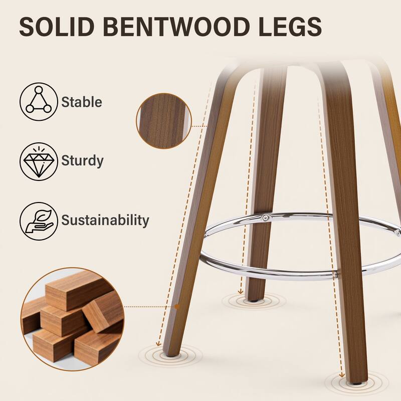 26-Inch Upholstered Swivel Counter Height Bar Stool with Armrests - 36.6"H x19.5"W x 21.3"D