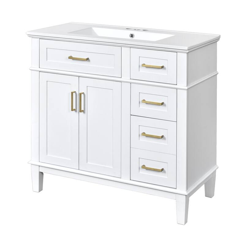 36" Modern Bathroom Vanity with Ceramic Sink