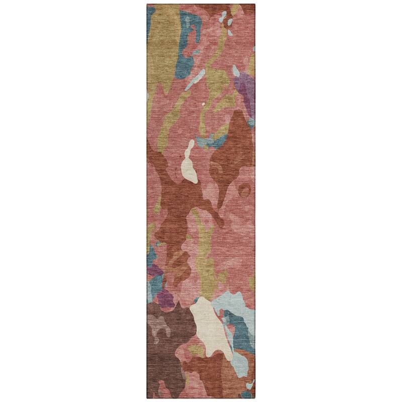 Machine Washable Indoor/Outdoor Modern Brushstrokes Chantille Rug