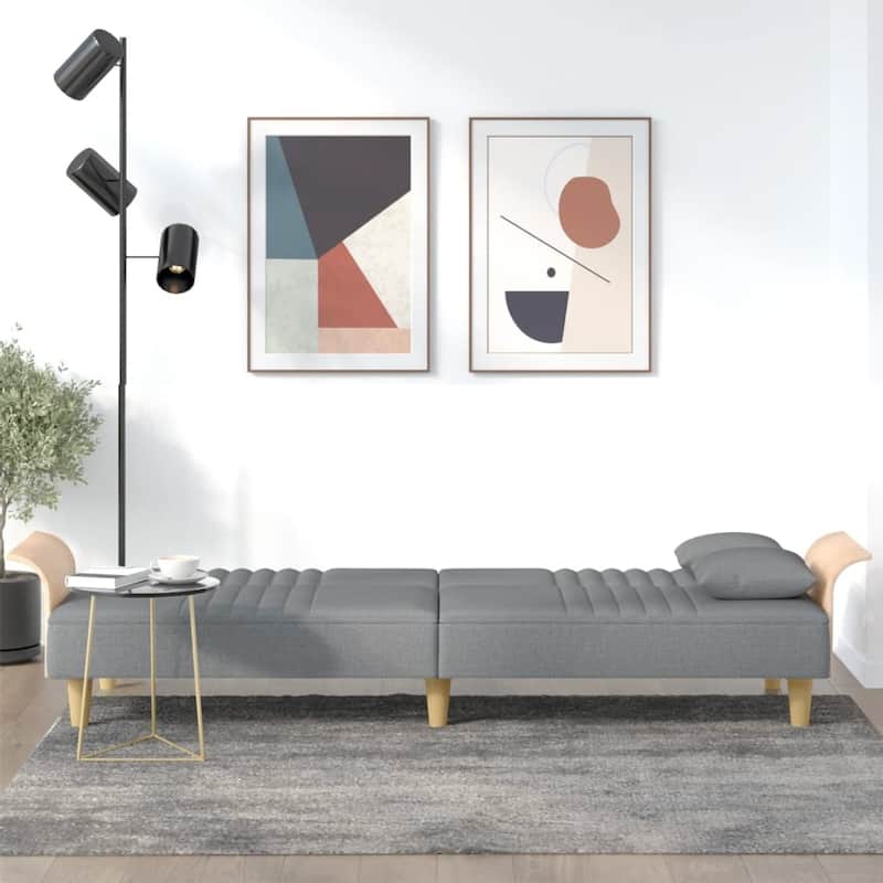 vidaXL Sofa Bed with Armrests Dark/Light Gray Fabric - 88.2" x 35" x 27.6"