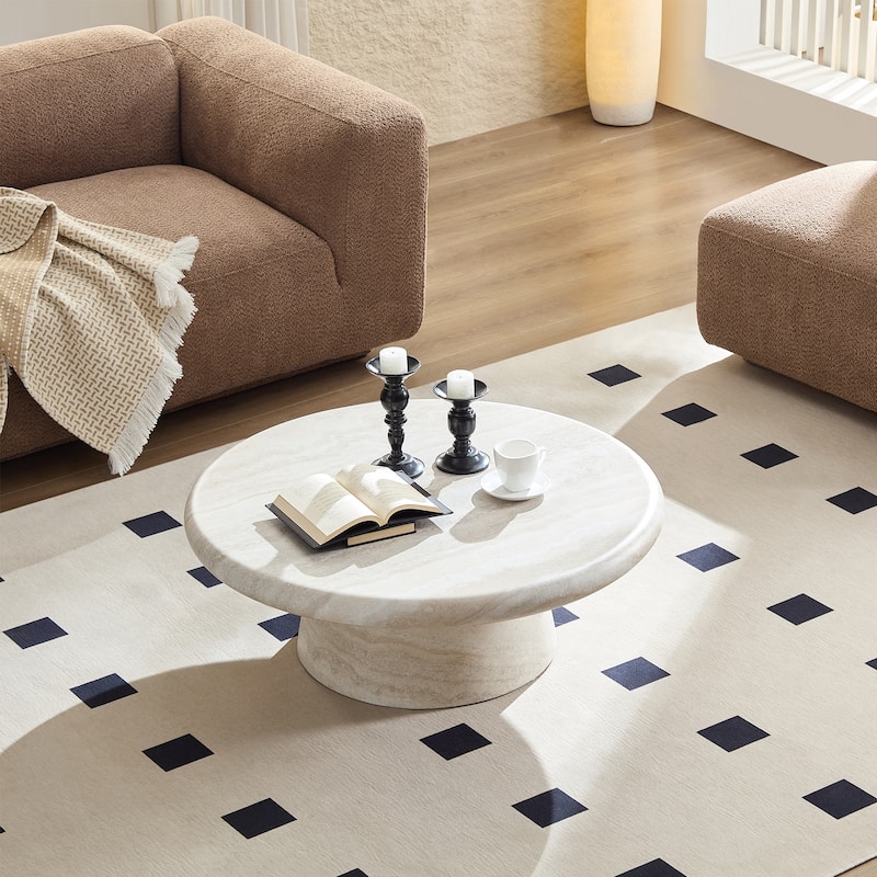 Elegant Modern Round Coffee Table, Ideal for Stylish Living Room Decor - Beige