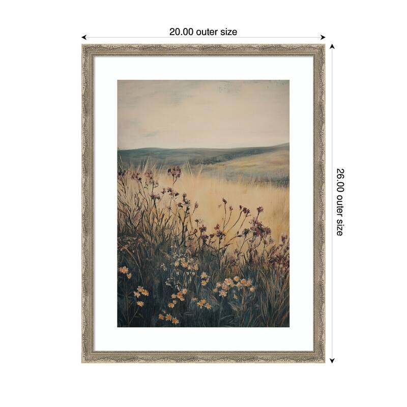 Kate and Laurel Landscape Wild Flower by Melloi Art Prints Framed Wall Art Print
