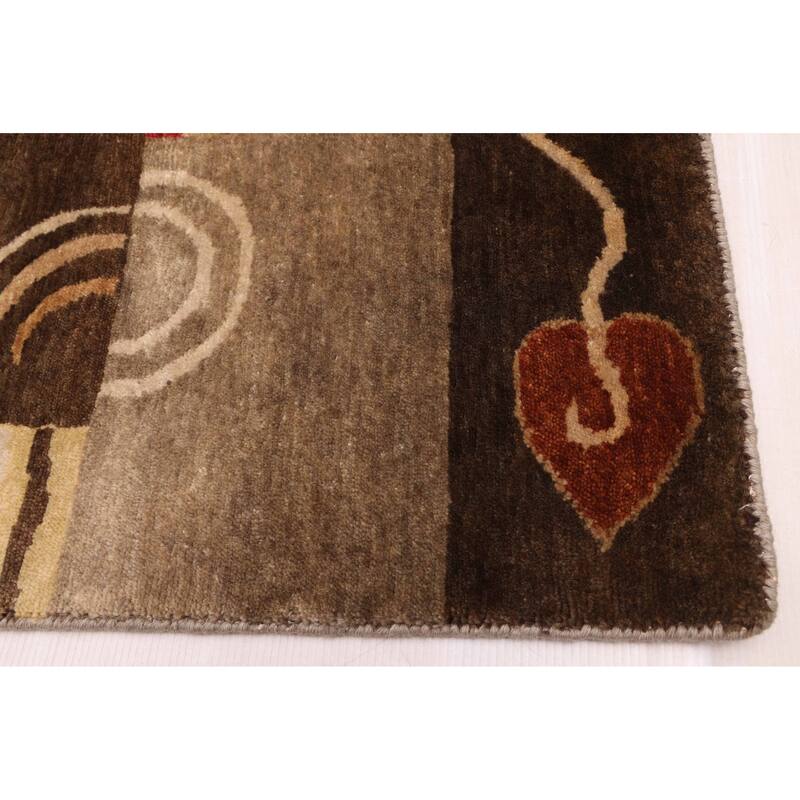ECARPETGALLERY Hand-knotted Opulence Dark Brown Wool Rug - 2'6 x 9'10