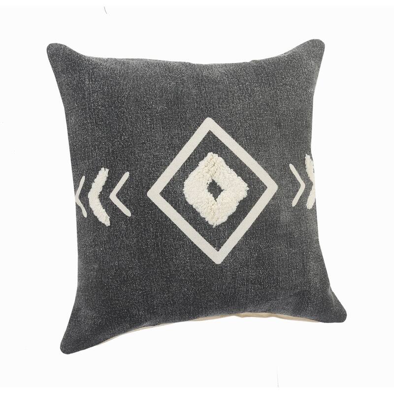 HomeRoots 20" X 20" White And Black 100% Cotton Geometric Zippered Pillow