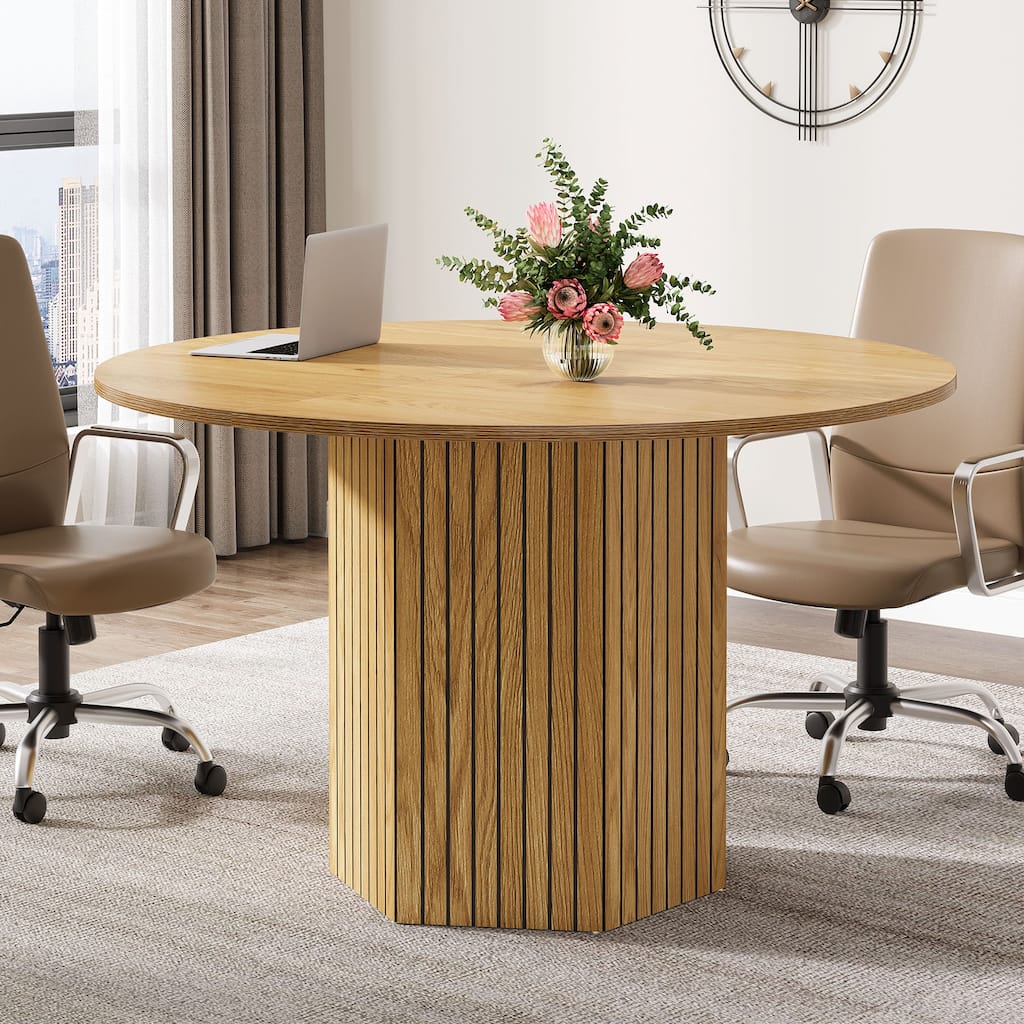 47-Inch Round Conference Table, Wood Meeting Table