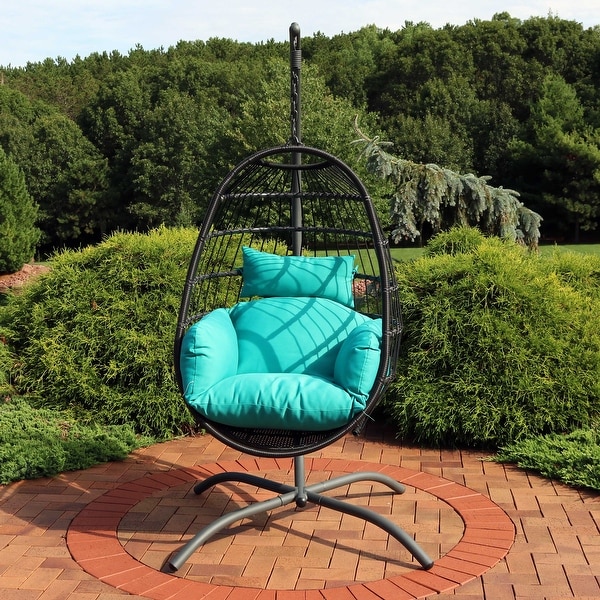 Penelope Hanging Egg Chair with Seat Cushions and Stand