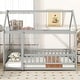 preview thumbnail 99 of 127, Wood Toddler House Bed with Roof Frame and Safety Guardrails Montessori Floor Bed without Slats No Door Houseshaped Platform Bed