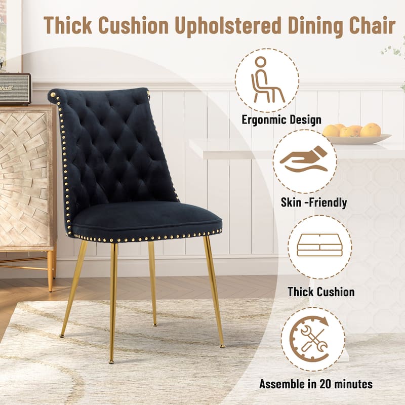 Clihome Modern Velvet Upholstered Featured Dining Chairs (Set of 2)