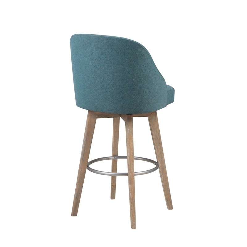 Madison Park Pearce Swivel Upholstered Counter Stool with Solid Wood Legs & Metal Footrest