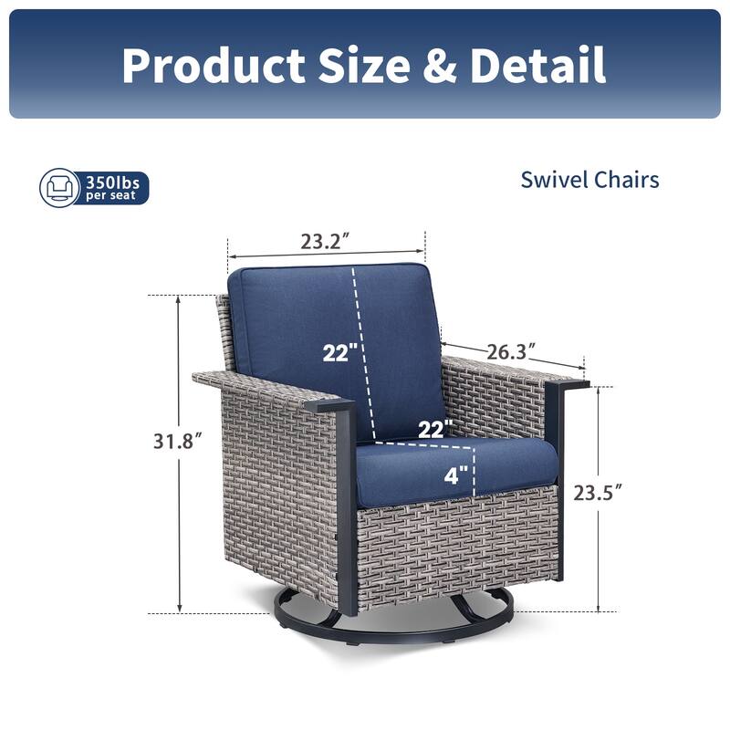 Pocassy Outdoor Wicker Sofa Glider Chair with Ottoman Set