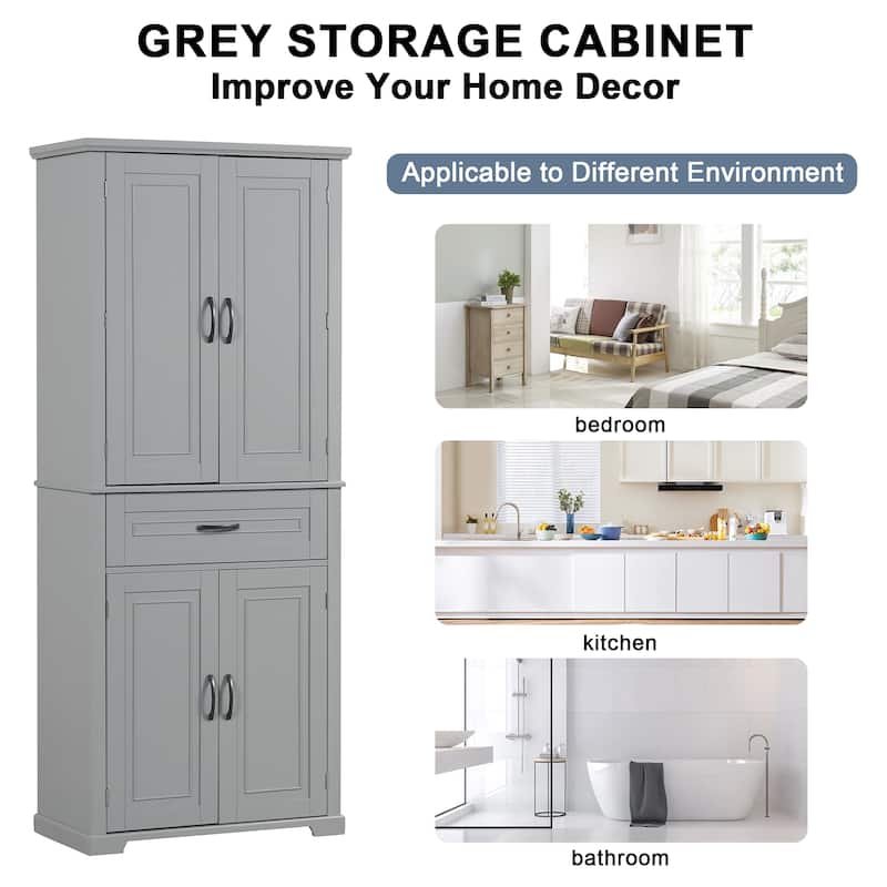 Bathroom Storage Cabinet with Doors and Drawer,Multiple Storage Space,Adjustable Shelf