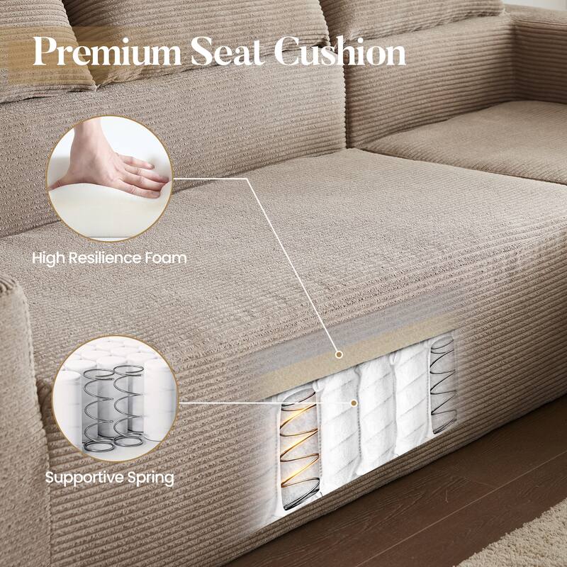 HOOOWOOO Modern Minimalist Style Sectional Couch Modular Corduroy Sofa for Living Room