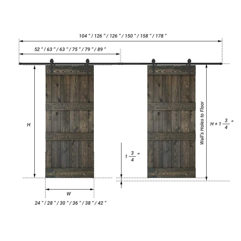 Barn Door With Solid Knotty Pine Paneled Wood and Hardware Kit(DIY