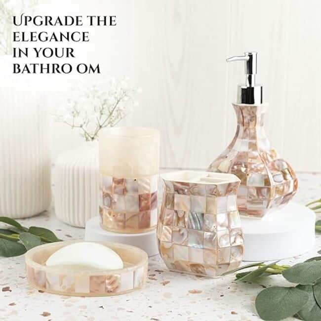 Creative Scents Milano Mother of Pearl Toothbrush Holder - Beige/Ivory - Ivory/Beige