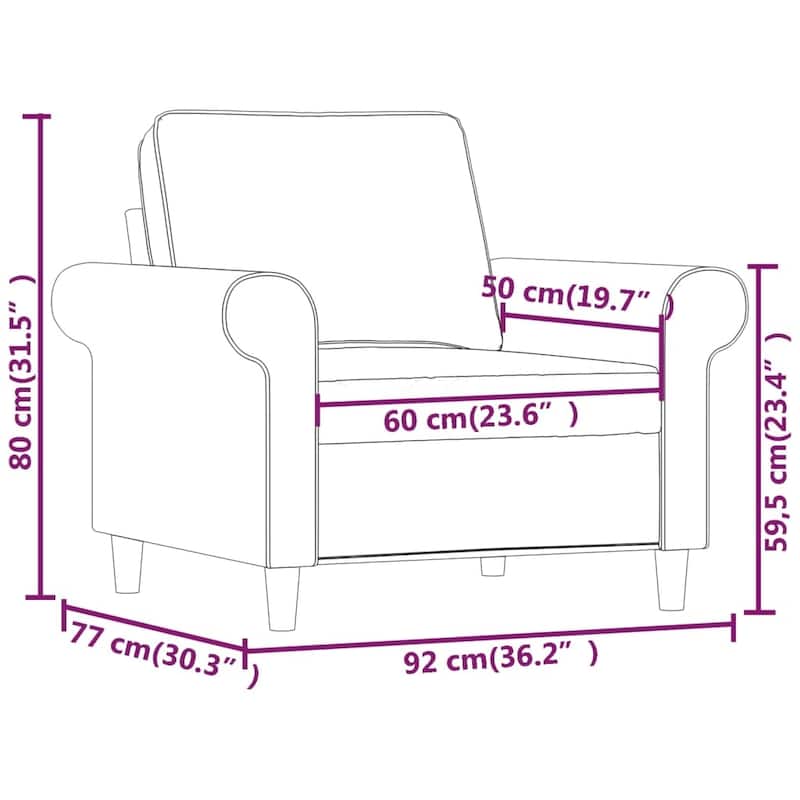 vidaXL Sofa Chair Living Room Accent Upholstered Chair with Armrest Fabric