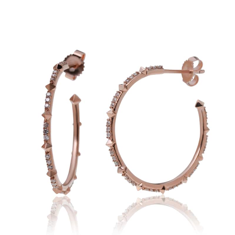 Kendra Scott Cybil 14K Rose Gold White Diamond 0.30ct. tw. Hoop Earrings - Rose Gold - 0.94"