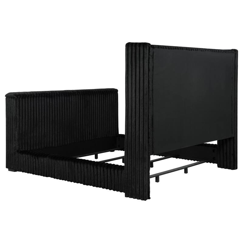 Centergrove Upholstered Wingback TV Bed Black