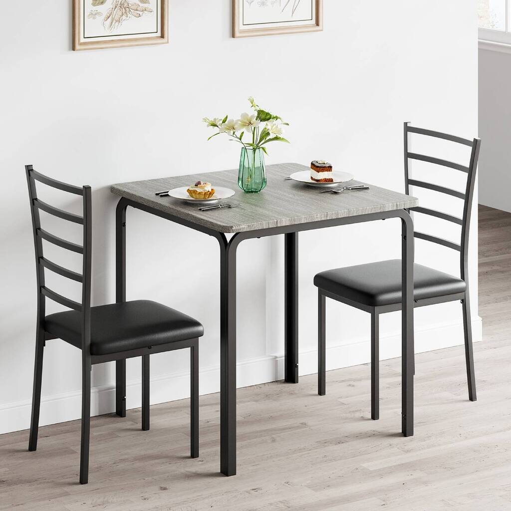 Square Dining Room Table Set with 2 Upholstered Chairs