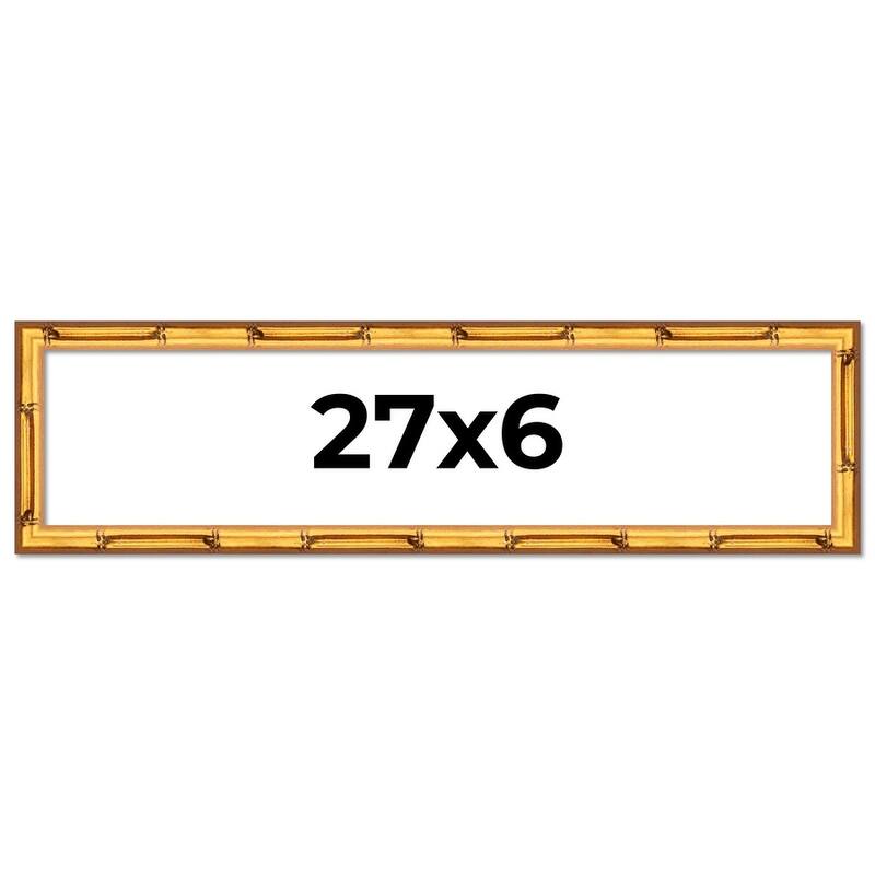 27x6 Frame Gold Bamboo Picture Frame Modern Photo Frame Includes UV Acrylic Shatter Guard Front Acid Free Foam Backing Board