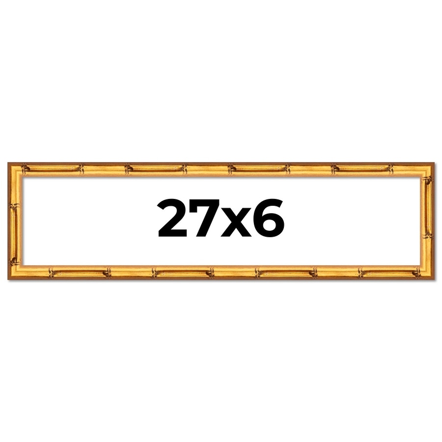 27x6 Frame Gold Bamboo Solid Wood Picture Frame | 1 Inch Moulding