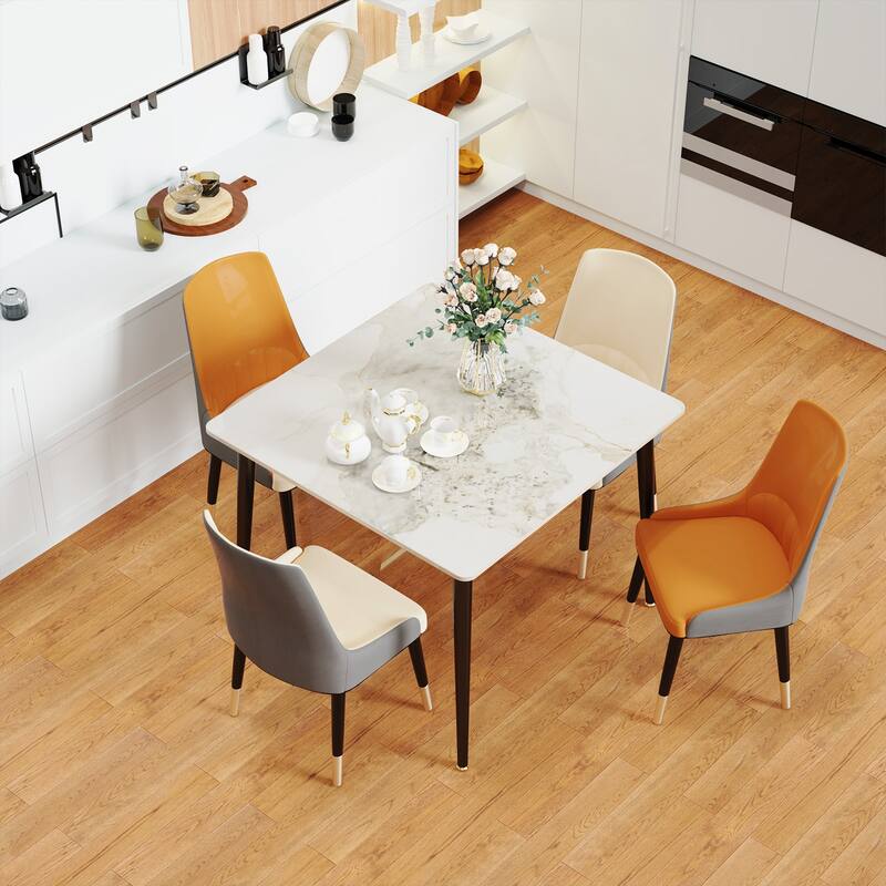 Sintered Stone Tabletop Iron Tube Legs Kitchen Dining Table - 31.5"