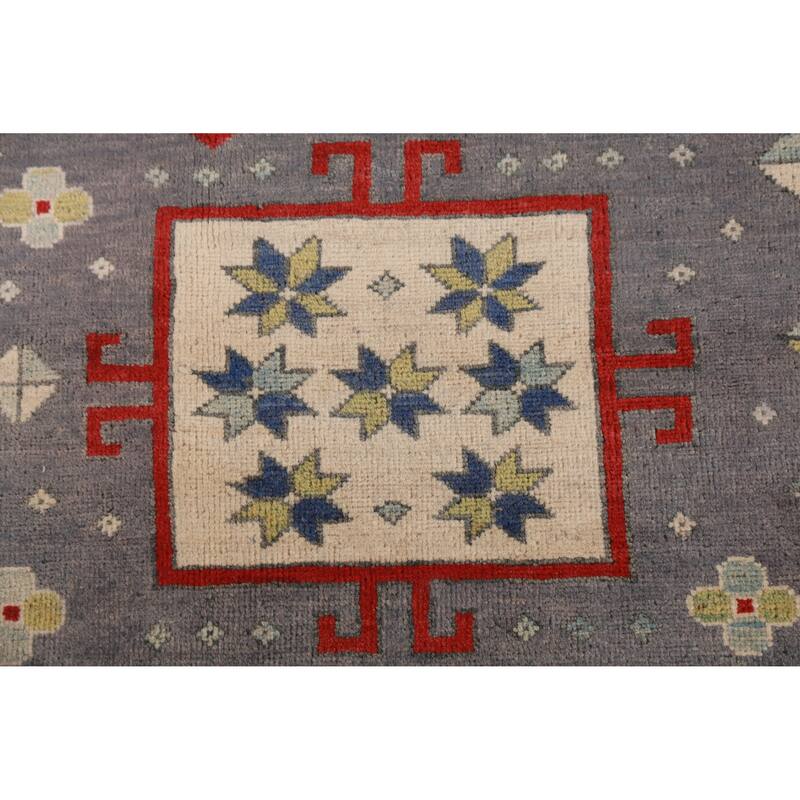 Hand Knotted Oriental 100% Wool Carpet Traditional Medallion Greys & Charcoal Kazak Area Rug - 9' 3'' X 8' 3''