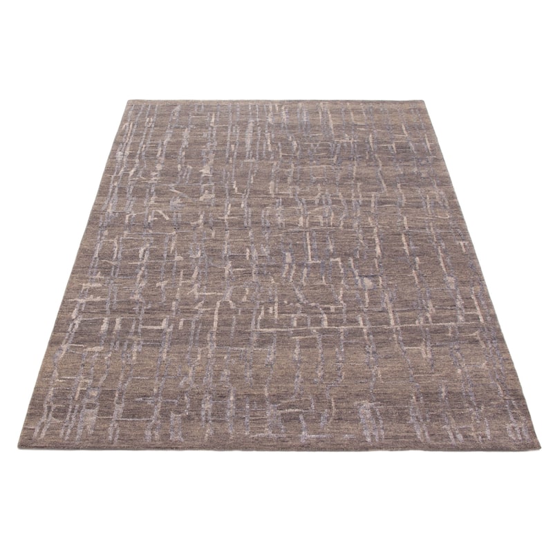 ECARPETGALLERY Hand-knotted Heritage Dark Grey Silk, Wool Rug - 5'3 x 7'8