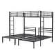 preview thumbnail 6 of 7, Black Full over Twin & Twin Size Metal Bunk Bed with Staircase Access