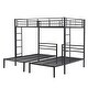 preview thumbnail 6 of 24, Full Over Twin & Twin Bunk Bed with Guardrail, MDF Shelf, Space-Saving Design, Black