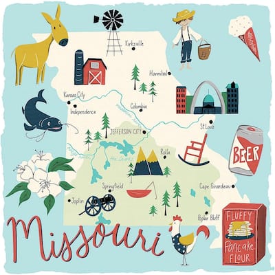 Missouri Home 4-Pack Absorbent Stone Coasters with Protective Cork Backing 4" Square Made in The USA Artistic Easily Wipes Clean