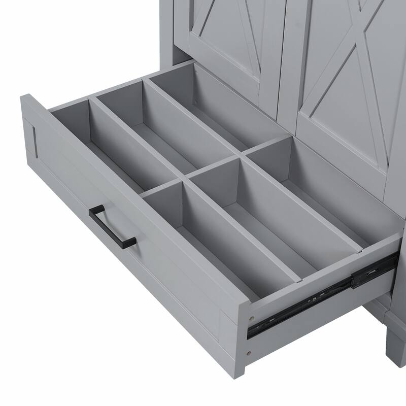 30" Bathroom Vanity - Solid Wood Frame, Single Sink, 2 Soft-Close Doors, Divided Drawer & Dual Storage Shelves