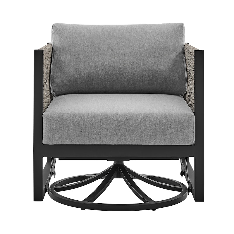 Cuffay Modern Aluminum and Rope Outdoor Patio Swivel Glider Chair