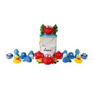 Dimple Set of 20 Floating Bath Toys, Squirter Toys for kids, 20 Different Sea Animals, Vehicles and Shapes, Squeeze to Spray!