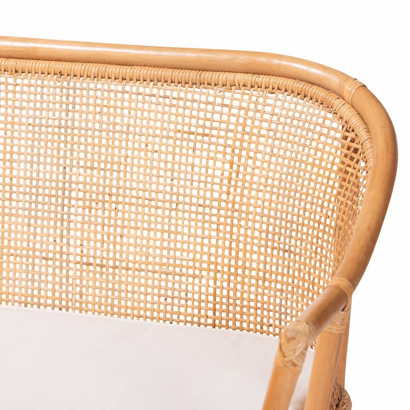 Aara 3-Piece Natural Rattan Dining Nook Set - L-Shaped Corner Bench with Pedestal Table, Handwoven Boho Coastal Banquette