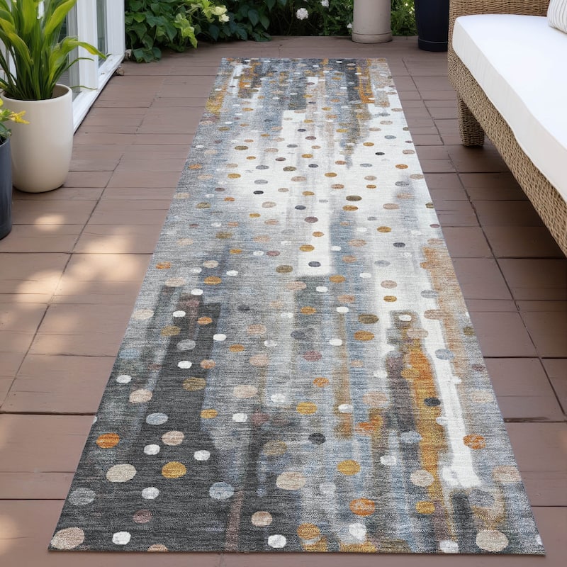 Machine Washable Indoor/Outdoor Modern Confetti Chantille Rug - Gray - 2'3" x 7'6"