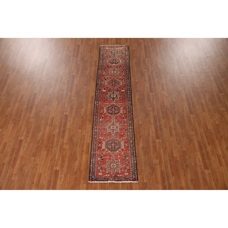 Vegetable Dye Gharajeh Persian Vintage Runner Rug Handmade Wool Carpet - 2'3"x 10'3"