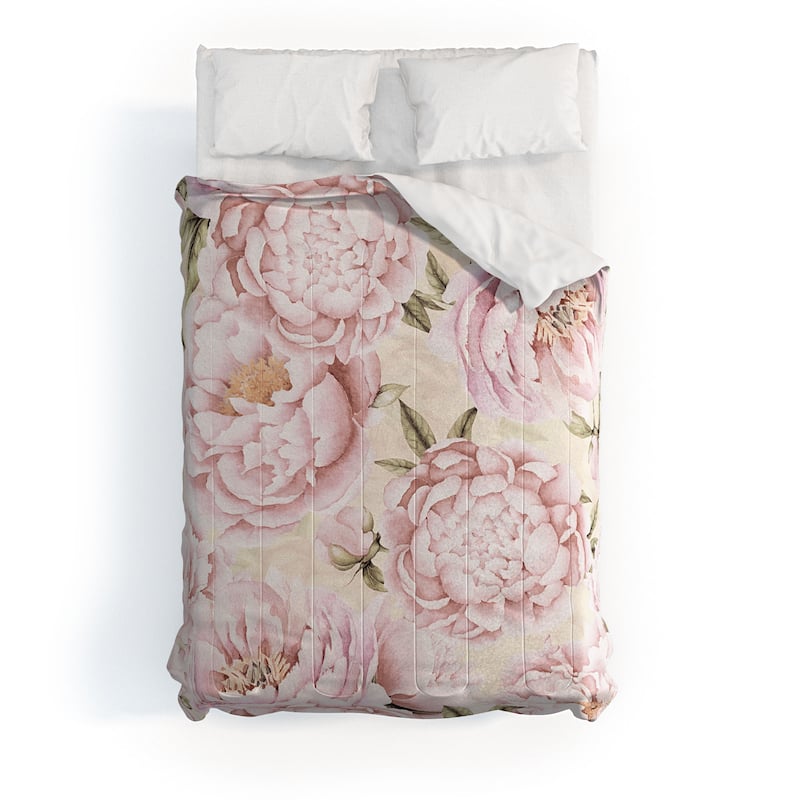 Utart Pastel Blush Pink Spring Watercolor Peony Flowers Pattern Made To