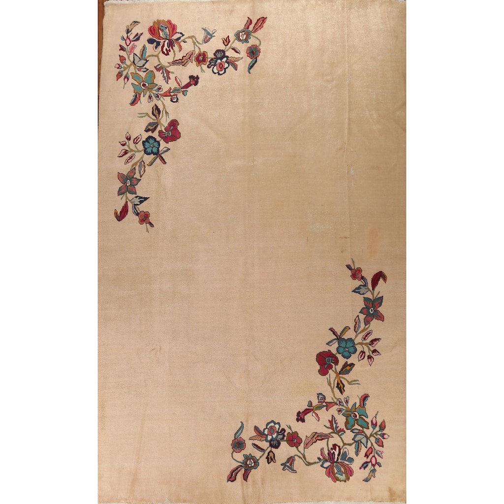 Hand Knotted Oriental 100% Wool Carpet Traditional Floral Beige & Ivories Art Deco Area Rug - 12' 10'' X 9' 5''