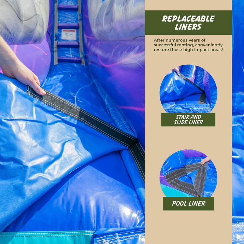 XJUMP Tropical Deep Sea 19' Dual Lane Side Loader Water Slide with Pool, for Kids and Adults, Commercial Grade (Blower Included)