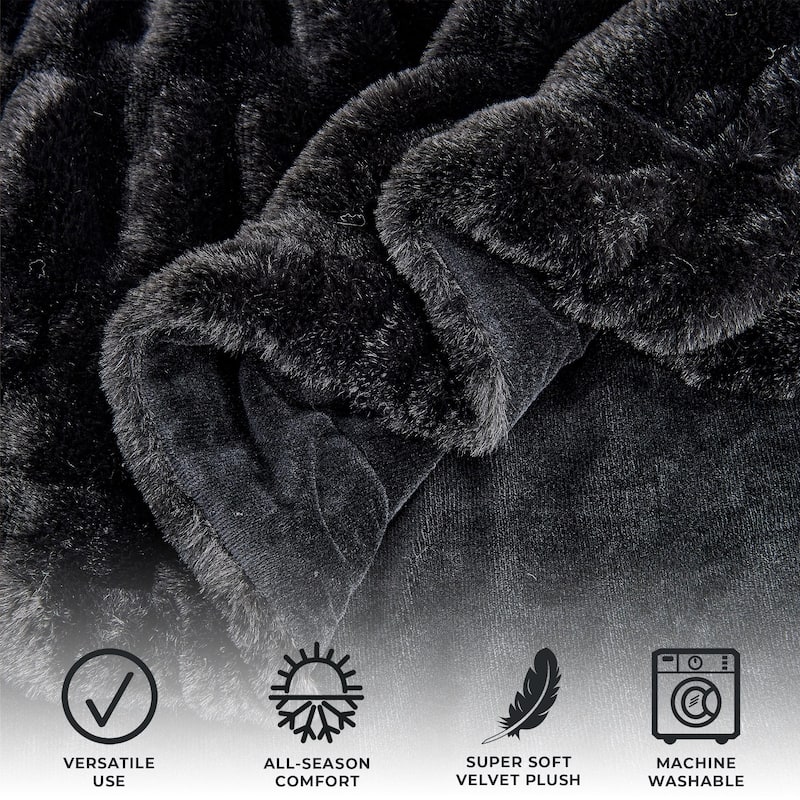Luxurious Ruched Faux Fur Reversible Microfiber Throw