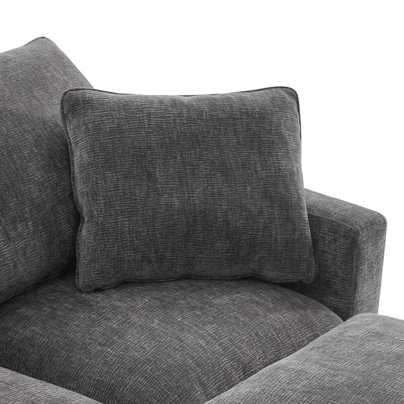 84" Modular Chenille 4-Seat Sectional Sofa Set with 2 Pillows and Removable Cushions, Perfect for Living Space